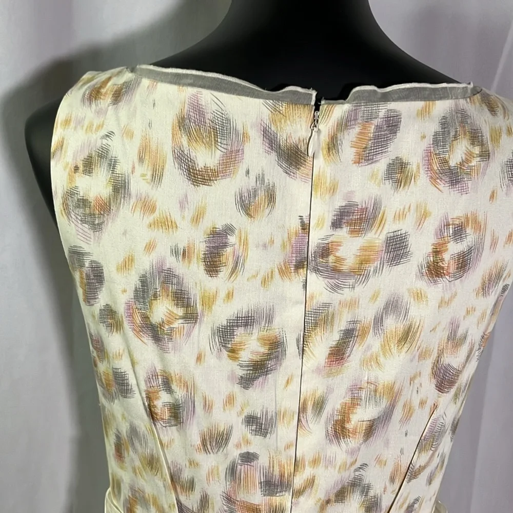 NWT Ann Taylor Ivory Colorful Printed Linen Blend Sleeveless Sheath Dress